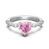 Women's S925 Sterling Silver Heart Shaped Zircon Ring Fashion Sweet Style Electroplated