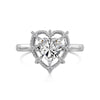 Women's S925 Sterling Silver Heart Shaped Zircon Ring Fashion Sweet Style Electroplated