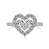 Women's S925 Sterling Silver Heart Shaped Zircon Ring Fashion Sweet Style Electroplated