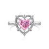 Women's S925 Sterling Silver Heart Shaped Zircon Ring Fashion Sweet Style Electroplated