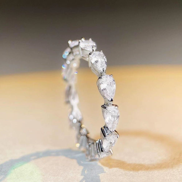 Women's S925 Sterling Silver Heartshaped Diamond Ring Jewelry With Electroplating