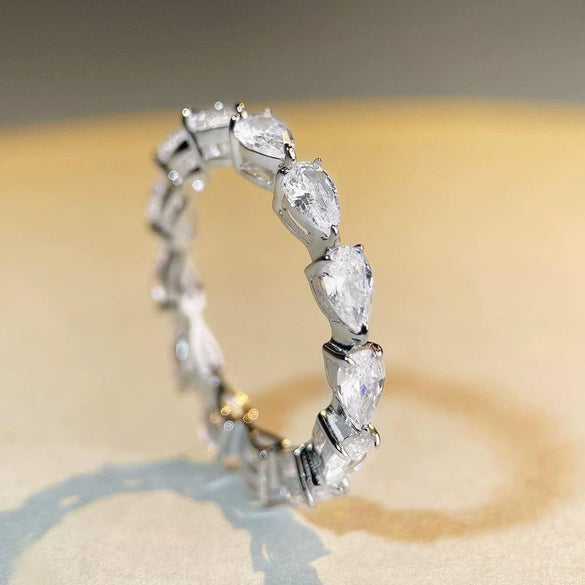 Women's S925 Sterling Silver Heartshaped Diamond Ring Jewelry With Electroplating