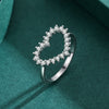 Women's S925 Sterling Silver Heartshaped Diamond Ring Light Luxury Style
