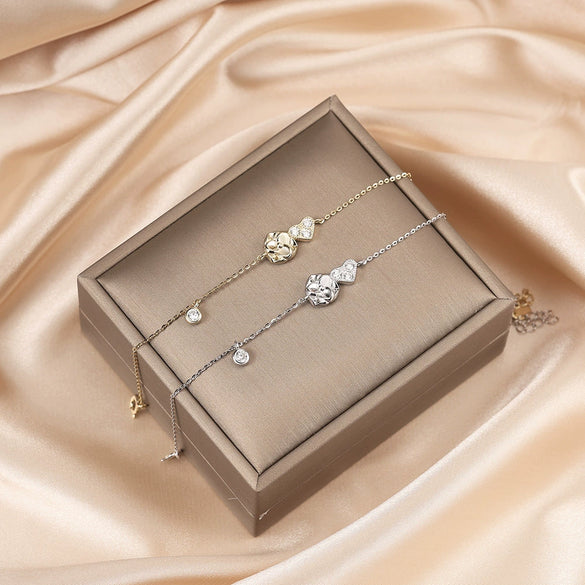 Women's S925 Sterling Silver Heartshaped Electroplated Jewelry Bracelet