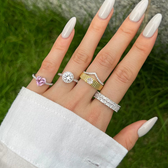 Women's S925 Sterling Silver Heartshaped Geometric Design Electroplated Ring