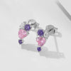 Women's S925 Sterling Silver Heartshaped Pink Zircon Earrings With Diamond Design