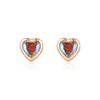 Women's S925 Sterling Silver Heartshaped Ring Earrings With Love Water Drops Bell Pattern And Inlay Design