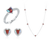 Women's S925 Sterling Silver Heartshaped Ring Earrings With Love Water Drops Bell Pattern And Inlay Design