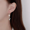 Women's S925 Sterling Silver Hollow Star Pearl Tassel Ear Line Earrings Light Luxury Long Dangle Earrings