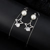 Women's S925 Sterling Silver Hollow Star Pearl Tassel Ear Line Earrings Light Luxury Long Dangle Earrings
