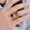 Women's S925 Sterling Silver Inlaid Color Zircon Geometric Ring