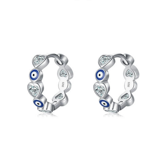 Women's S925 Sterling Silver Inlaid Zircon Earrings With Love Heart Water Drop Bell Pattern