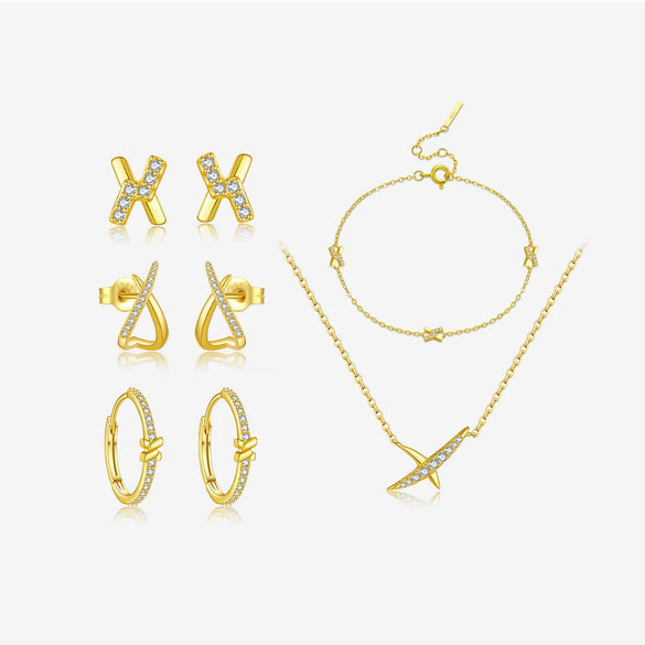 Women's S925 Sterling Silver Jewelry Set With Microinlaid Zircon Bracelet Necklace Earrings Classic Versatile Design