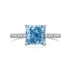 Women's S925 Sterling Silver Light Luxury Geometric Ring With Electroplating And Blue Ice Flower Cut Zircon