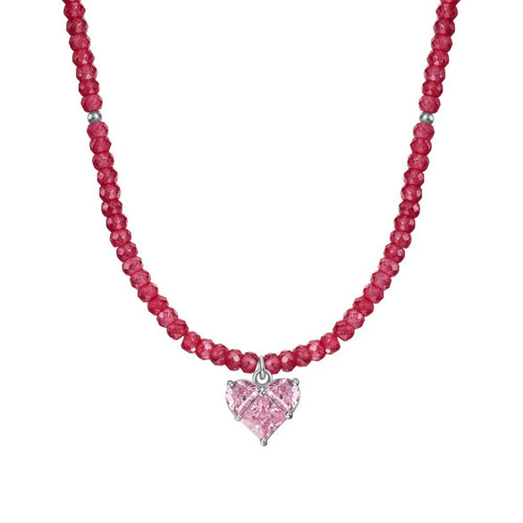 Women's S925 Sterling Silver Love Four Leaf Clover Pendant Necklace With Heart And Flower Pattern Electroplated