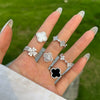 Women's S925 Sterling Silver Love Four Leaf Clover Zircon Separable Design Ring
