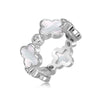 Women's S925 Sterling Silver Love Four Leaf Clover Zircon Separable Design Ring