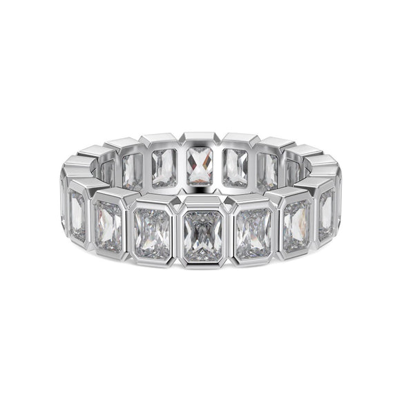 Women's S925 Sterling Silver Love Geometric Row Drill Electroplated Ring