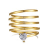 Women's S925 Sterling Silver Love Geometric Row Drill Electroplated Ring