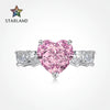 Women's S925 Sterling Silver Love Pink Ice Flower Cut Zircon Handinlaid Heartshaped Ring With Electroplating