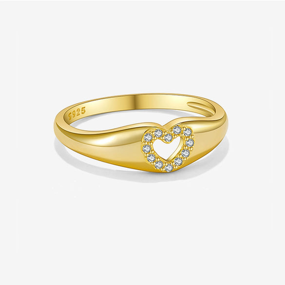 Women's S925 Sterling Silver Love Simple Allmatch Stacked Ring With Geometric Design And Platinum Or 18K Gold Electroplating