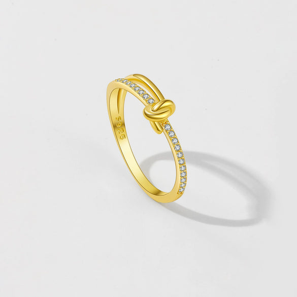 Women's S925 Sterling Silver Love Simple Allmatch Stacked Ring With Geometric Design And Platinum Or 18K Gold Electroplating