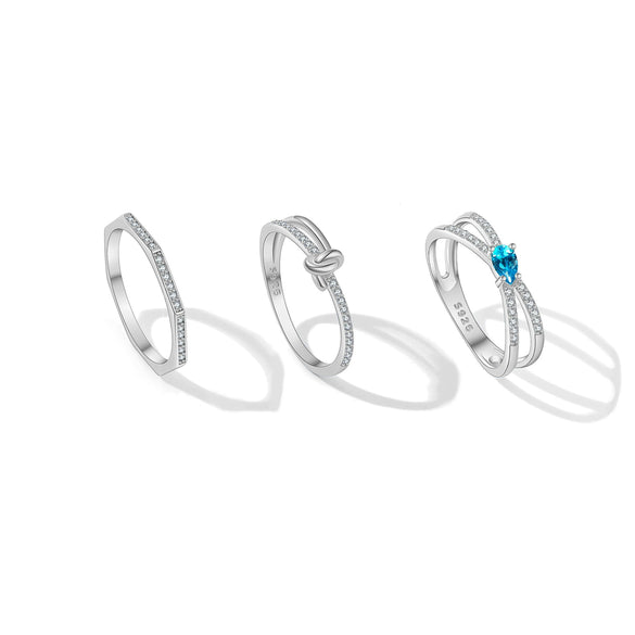 Women's S925 Sterling Silver Love Simple Allmatch Stacked Ring With Geometric Design And Platinum Or 18K Gold Electroplating