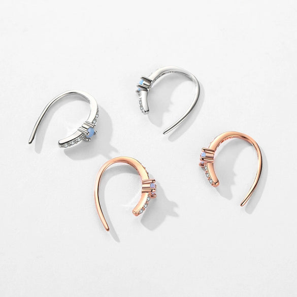 Women's S925 Sterling Silver Micropaved Zircon Inlaid Geometric Earrings Casual Fashionable Simple Design