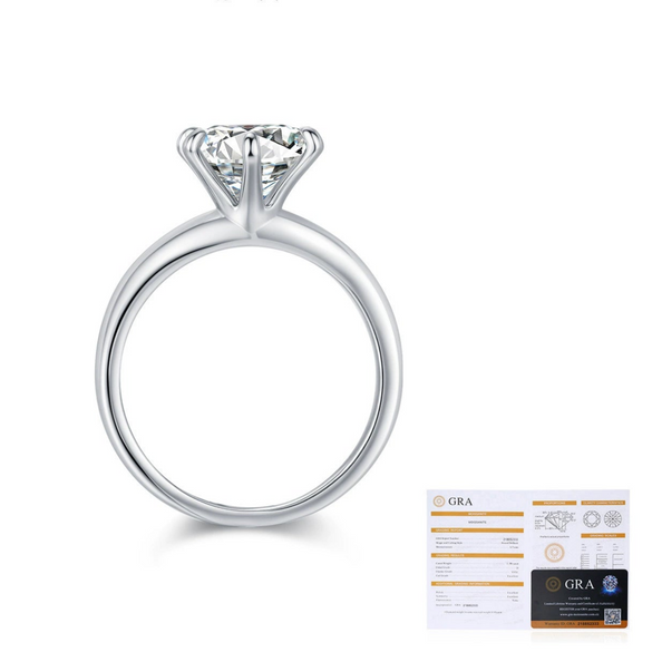 Women's S925 Sterling Silver Moissanite Diamond Ring With Electroplating Design Light Luxury Style