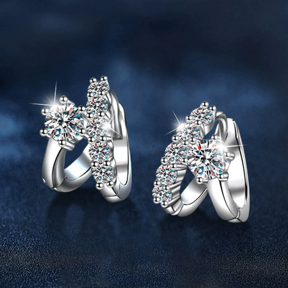 Women's S925 Sterling Silver Moissanite Earrings Set With Diamonds Light Luxury Highend Ear Jewelry