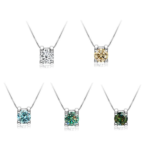 Women's S925 Sterling Silver Moissanite Necklace With Bull Head Style And Snake Bone Chain Round Shape Animals And Zodiac Pattern