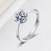 Women's S925 Sterling Silver Moissanite Ring Classic Six Prong Geometric Design Electroplated Adjustable Open Ring