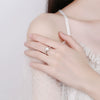 Women's S925 Sterling Silver Moissanite Ring Geometric Four Claw Adjustable Open Ring With Electroplated Finish