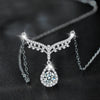 Women's S925 Sterling Silver Moissanite Water Drop And U Shape Fashion Geometric Pendant Necklace With Cross Chain