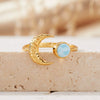 Women's S925 Sterling Silver Moon Shape Ring Set With Natural Jasper Gemstones