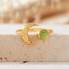 Women's S925 Sterling Silver Moon Shape Ring Set With Natural Jasper Gemstones