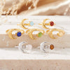 Women's S925 Sterling Silver Moon Shape Ring Set With Natural Jasper Gemstones