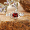 Women's S925 Sterling Silver Natural Amethyst Citrine Gemstone Ring With Spider Web Shape And Artistic Style