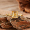 Women's S925 Sterling Silver Natural Amethyst Citrine Geometric Ring Set With Crystal