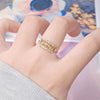 Women's S925 Sterling Silver Natural Citrine Geometric Crystal Set Ring Highend Sweet Style Jewelry