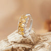 Women's S925 Sterling Silver Natural Citrine Geometric Crystal Set Ring Highend Sweet Style Jewelry