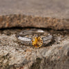 Women's S225 Sterling Silver Natural Citrine Geometric Open Ring With Gems