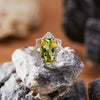 Women's S925 Sterling Silver Natural Colored Gemstone Garnet Topaz Peridot Amethyst Ring With Eight Pointed Star Shape