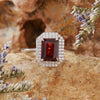 Women's S925 Sterling Silver Natural Colored Gemstone Ring With Crystal Sugar Cube Shape Geometric Pattern Set With Crystals Style