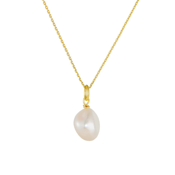 Women's S925 Sterling Silver Natural Freshwater Pearl Geometric Baroque Asymmetrical Pendant Clavicle Chain Set With Diamonds