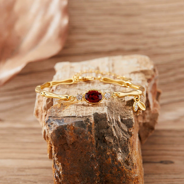 Women's S925 Sterling Silver Natural Gemstone Bracelet Set With Gemstones In Niche Style