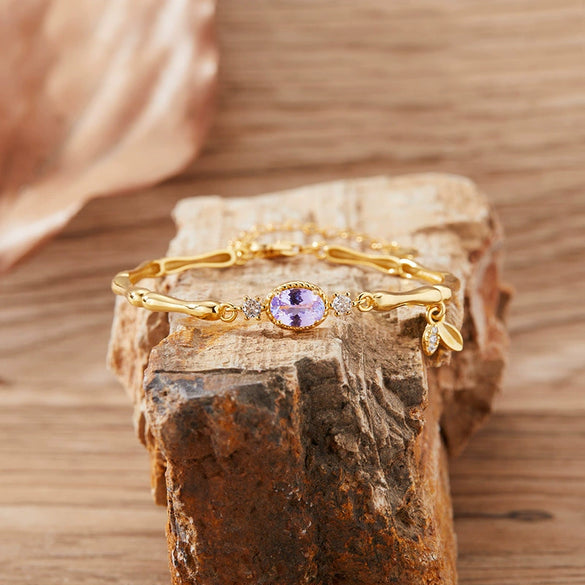 Women's S925 Sterling Silver Natural Gemstone Bracelet Set With Gemstones In Niche Style