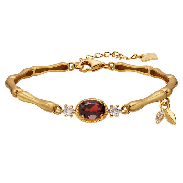 Women's S925 Sterling Silver Natural Gemstone Bracelet Set With Gemstones In Niche Style