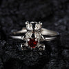 Women's S925 Sterling Silver Natural Gemstone Ring With Bear Love Open Design Geometric Cartoon Characters Style