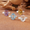 Women's S925 Sterling Silver Natural White Crystal Citrine Amethyst Geometric Ring Jewelry